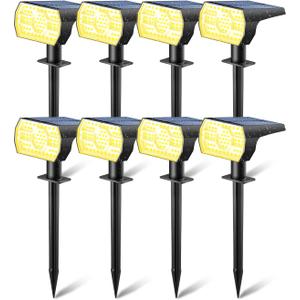 Kaxiida Solar Lights Outdoor Waterproof IP68, 3 Lighting Models Solar Powered Spot Lights Outdoor, 56LED Solar Light Dusk to Dawn for Yard Patio Garden Pathway Landscape Lighting (Warm White, 8 Pack)
