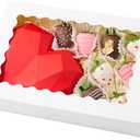 Kucoele 30 PCS Bakery Boxes with Window, 12 x 8 x 2.5 Inches Pastry Boxes Auto-Popup Treat Boxes for Chocolate Covered Strawberries, Cookies, Muffins, Donuts, Breakable Hearts