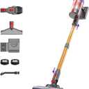 Coovy Cordless Vacuum Cleaner SU7, 580W 45Kpa 75 Minutes Runtime Stick Vacuum with Touch Screen, Anti-Tangle Wireless Powerful Lightweight Vac for Home Pet Hair Carpet Hardwood, Gold (Extra Grande)