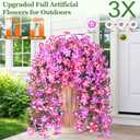 Realistic Artificial Flowers for Outdoors, 2 PCS Full UV Resistant Artificial Outdoor Flowers, Large Size Faux Flowers for Outdoor planters Fake Hanging Flowers Plants for Porch, Front Door, Garden