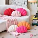 Lfsaaj Orange Seashell Throw Pillows, Shell Shaped Throw Pillows, 13 Inch Soft Home Decorative Pillow Plush Cushion for Bed Couch Living Sofa Room Decor Accent Throw Pillow