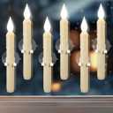 6 Pcs Sensor Dawn to Dusk Window Candles, Flickering Battery Candles for Windows, Ultra Bright Fake Candle Lights with Suction Cup, Led Candlesticks for Xmas Home Decor, White Light