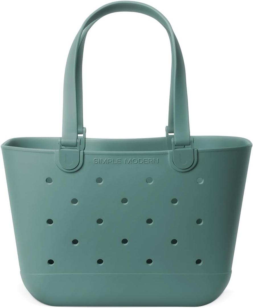 Simple Modern Large Beach Bag | Waterproof Getaway Rubber Tote with Zipper Pocket for Travel, Pool, Boat, Groceries, Sports | Laguna