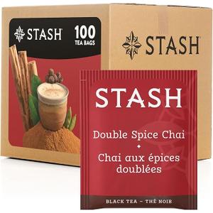Stash Tea Double Spice Chai Black Tea Bags, 100-Count Box, Best By: 04/07/2028