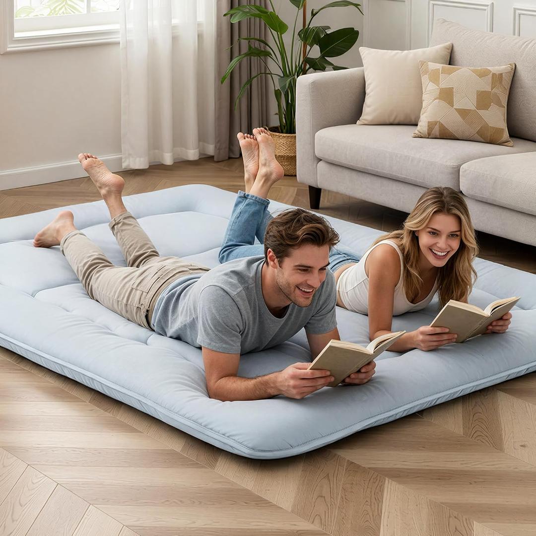 Simple Deluxe 4-Inch Twin Tatami Mattress, Japanese Futon Foldable Mattress with Removable Washable Cover, Portable Floor Bed for Bedroom, Guest Room, Camping, and Everyday Use Gray