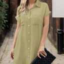 BestGirl Denim Shirt Dress for Women Short Sleeve Button Down Casual Summer Jean Dresses (XXL)
