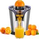 FOHERE Orange Juicer Squeezer Electric Citrus Juicer with Two Interchangeable Cones Suitable for orange, lemon and Grapefruit, Brushed Stainless Steel
