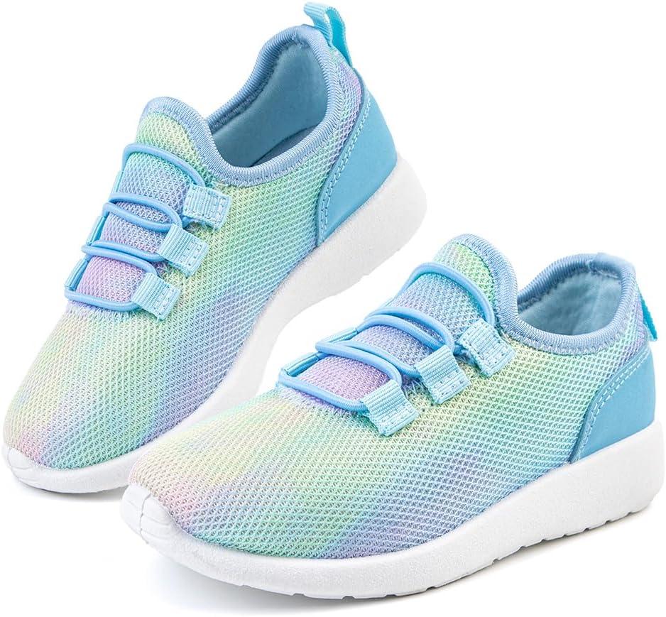HIITAVE Girls Shoes Kids Slip on Tennis Sneakers Walking Running Athletic Gym Shoes (8 Toddler, Tie Dye Teal)