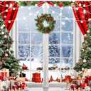 LYCGS 7X5ft Christmas Backdrop Winter Snow Scene Backdrop for Photography Christmas Window Background Xmas Tree & Party Decoration Banner X-171