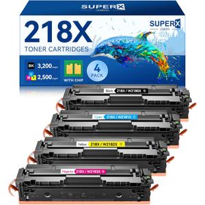 218X 218A Toner Cartridges 4 Pack 3301fdw with Chip Compatible Replacement for HP 218X 218A Color LaserJet Pro MFP 3301cdw 3201dw 3301sdw Printer W2180X W2180A High Yield (Black Cyan Yellow Magenta)