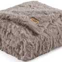 UGG 10484 Adalee Soft Faux Fur Reversible Accent Throw Blanket Fluffy Fuzzy Luxury Cozy Hotel Style Luxurious Soft Boho Home Decor Blankets For Bed And Living Room, 50 X 70-Inch, Oyster