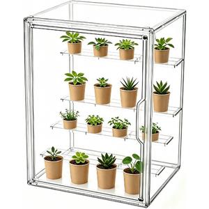 Mini Greenhouse Indoor, Clear Small Green House with Magnetic Door, Stackable Succulent Seed Starting Kit Children Nature Observation Station