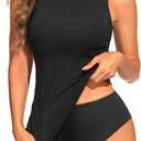 Aqua Eve Women's High Neck Tankini Swimsuits - Two Piece Tummy Control Bathing Suits Modest Swimwear 2025 (X-Large, Black)
