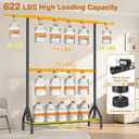 Double Rod Clothing Rack Load 622 LBS, Heavy Duty Clothes Rack for Hanging Clothes, 82.68 inch High Garment Rack with Storage Shelves, Metal Clothing Hanger Closet Wardrobe Organizer (Black)