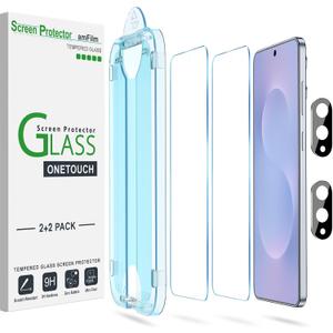amFilm Auto-Alignment OneTouch for Samsung Galaxy S25 Edge 6.7" Screen Protector + Camera Lens Protector, Tempered Glass, 30 Seconds Installation, Bubble Free, Case Friendly, Anti-Scratch [2+2 Pack]
