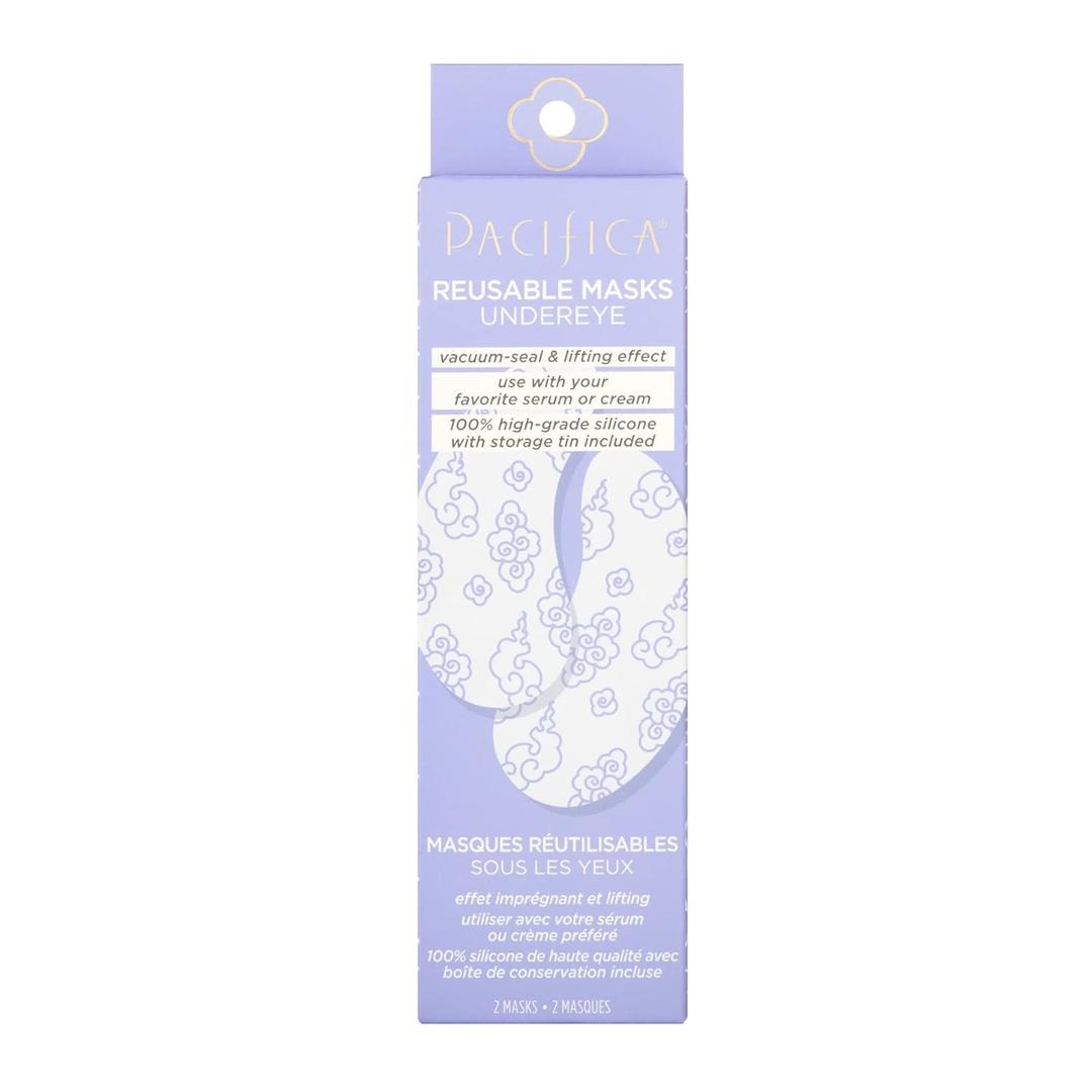 Pacifica Reusable Mask  Under Eye Mask Silicone Face Mask for Fine Lines & Dark Circles, Pair with Serum, Storage Tin Included, Vegan & Cruelty-Free, 2 Pieces