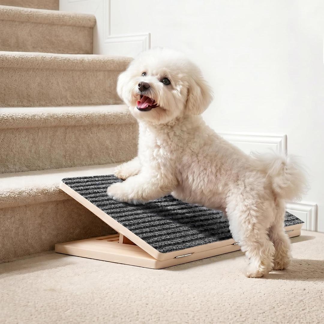 1 Pack Dog Ramp Stairs for Small Dogs Under 30 lbs, Puppies & Senior Short-Legged Breeds,Non Slip Indoor Step Assist with 3 Adjustable Heights, Fits Treads Depth Over 10"