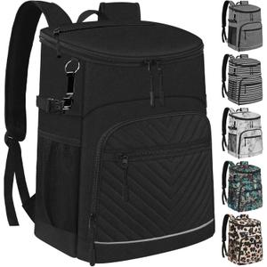 Cooler Backpack Insulated Leakproof Waterproof Backpack Cooler Bag 30/45 Cans, Large Capacity Lightweight Travel Camping Beach Backpack Cooler Ice Chest for Men and Women (30 Cans, black)