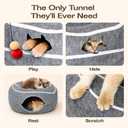 Meowfia Large Scratch-Resistant Peekaboo Cat Cave Donut Tunnel Bed Enclosure for Indoor Cats Multi-Cat Hideaway in Cute Patterns (Dark Gray)
