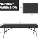 Portable Plastic Folding Table 8ft Heavy Duty White Black Picnic Dining Table Fold-in-Half for Camp Party Kitchen Indoor Outdoor