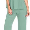 PrinStory Womens 2 Piece Lounge Sets Casual Outfits Pullover Top and Wide Leg Pants Matching Pjs Soft Pajamas Loungewear (L)