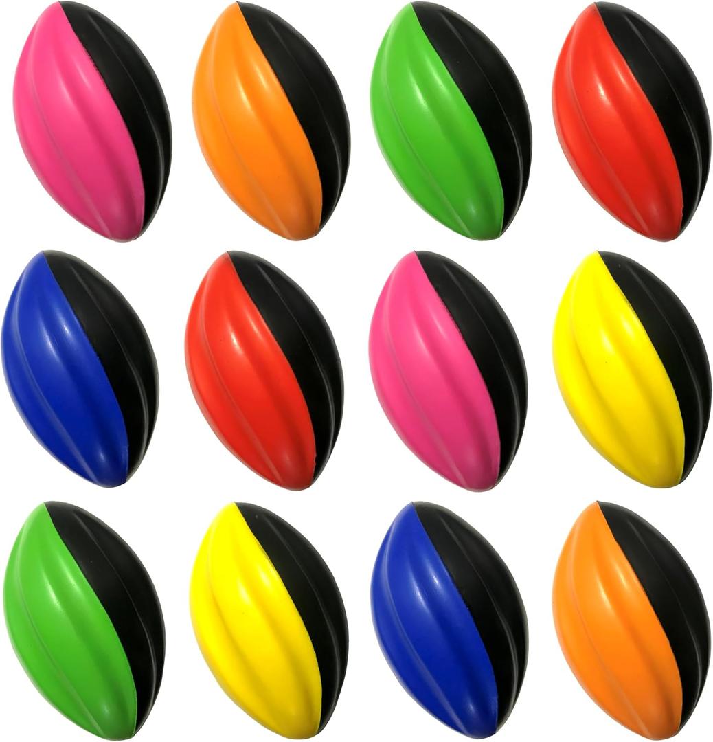 Mini Football Pack - 5 Spiral Small Foam Footballs for Kids (Red, Yellow, Blue, Pink, Orange, Green)