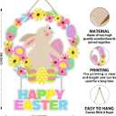 Happy Easter Spring Flowers Decor Sign for Home Room Wooden Wreaths Decorations, Funny Spring Rabbit Bunny Egg Decorations for Home Room, Easter Gifts for Women Men Rabbit Lover