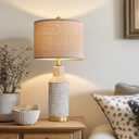 25" Modern Ceramic Lamps Single Table Lamp for Living Room Bedroom Farmhouse Nightstand Bedside Lamps (25"-Washed White-1 Pack)