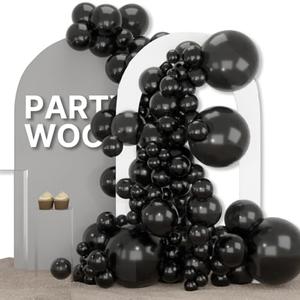 PartyWoo Black Balloons 155 pcs Different Sizes of 18 12 10 5 Inch Black Balloons Arch Kit Garland for Baby Shower Birthday Graduation Casino Gaming Anniversary Race Car Party Decorations Black-Y18