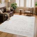 5x7 Vintage Area Rug for Bedroom Living Room, Machine Washable Non Slip Indoor Rug, Thin Throw Floral Floor Low Pile Distressed Carpet for Dining Room Farmhouse Office Light Taupe