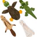 Best Pet Supplies Squeaky Dog Toys with Soft Durable Fabric for Small, Medium and Large Pets Interactive Toy for Indoor Play, Supports Active Biting and Play - 4 Figures, Small (Wild Duck, Hare, Squirrel & Alligator)