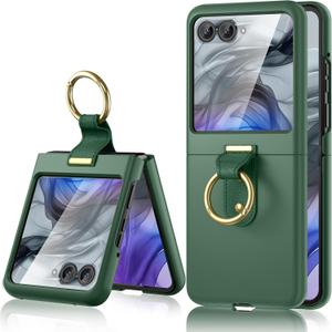 Maxdara for Motorola Razr 2026/2025/2024 Case [Not Fit Ultra or Plus], with Built-in Screen Protector & Ring Holder, Protective Case for Moto Razr 2026 & Razr 2025 & Razr 2024 (Green)