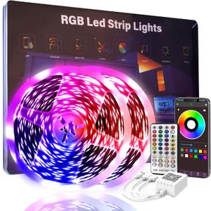 50 FT Led Lights for Bedroom,Lntelligent Application Remote Control Color Change LED Strip Lights, Music Synchronization Bluetooth RGB Lights, Used for Room, Home, Party Decoration