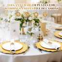 Gold Charger Plates Bulk 100Pcs, 13 Inch Gold Reef Charger Plates for Dinner Plates, Reinforced PP Plastic Reusable Dinner Chargers for Wedding, Christmas, Thanksgiving, Party, Caterers, Banquets
