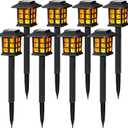 GIGALUMI Solar Lights for Outside,8 Pack Flickering Flame LED Solar Outdoor Lights, Waterproof Solar Garden Lights Maintain 10 Hours of Lighting for Christmas, Garden, Landscape, Path, Yard, Patio