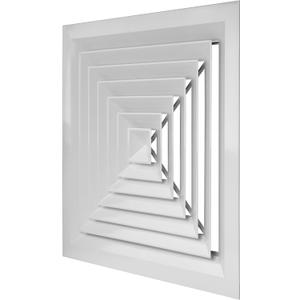 Vent Systems 18 x 18 Inch (Neck Size) Square Ceiling Diffuser - Aluminum Air Vent Cover for Drop Ceiling - Air Deflector For Ceiling Vent, HVAC Air Supply, 4-Way Airflow - Fits Plenum Ceiling Box & AC