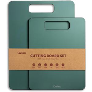 Wood Fiber Cutting Board Set of 2, Composite Cutting Board for Kitchen, Dishwasher Safe, Non-Toxic, BPA Free, Non-Slip, High Density Chopping Board for Meat Vegetables Fruits (Green)