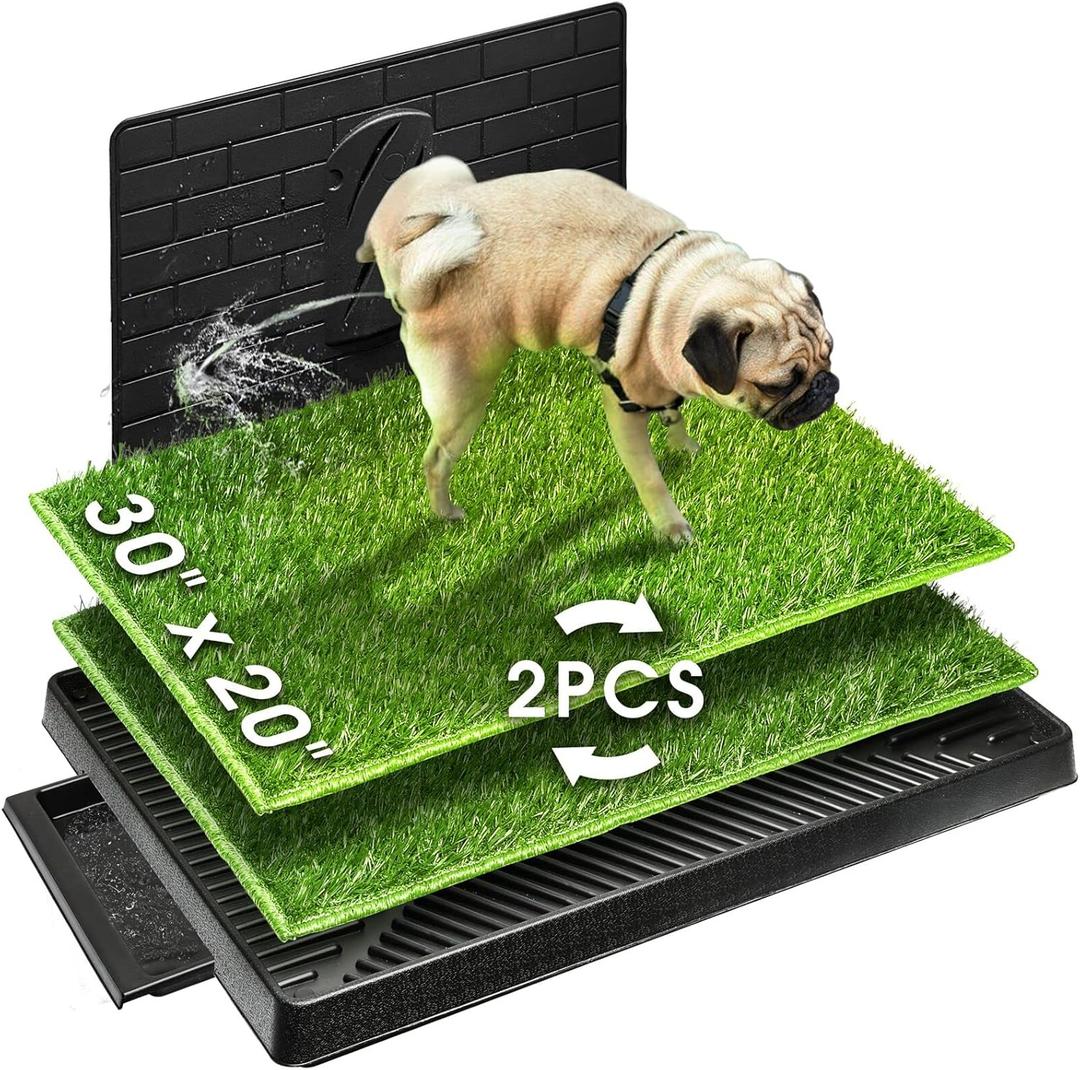Hompet Dog Potty with Tray Large 30''x20'', 2 Artificial Grass Patch for Indoor and Outdoor Use, Puppy Turf Grass Pad Reusable Training Pads with Pee Baffle, Ideal for Dogs Hompet Dog Potty with Tray Large 30''x20'', 2 Artificial Grass Patch for Indoor and Outdoor Use, Puppy Turf Grass Pad Reusable Training Pads with Pee Baffle, Ideal for Dogs