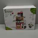 Red Kids Play Kitchen Set, Toddler Kitchen Playset with Sound & Light, Cooking Stove with Steam, Play Sink, Play Food Toy and Kitchen Accessories, Kitchen Toy for Kids Girls Boys - Red