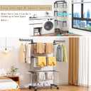 Upgraded 4-Tier Clothes Drying Rack, Drying Rack Clothing with Wheels, 19.68"D x 29.92"W x 67.70"H