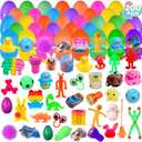 200 Pack Prefilled Easter Eggs with Mini Novelty Squishy Fidget Toys Inside Assorted Toys Great for Kids Girls Boys Easter Party Favors Basket Stuffers Eggs Fillers