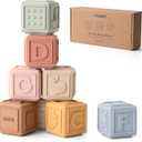 Baby Blocks Stacking for Babies Silicone Soft Building Blocks Teethers Montessori Toys for Babies Education Toys for Toddler Baby 8 PCS-Gentle