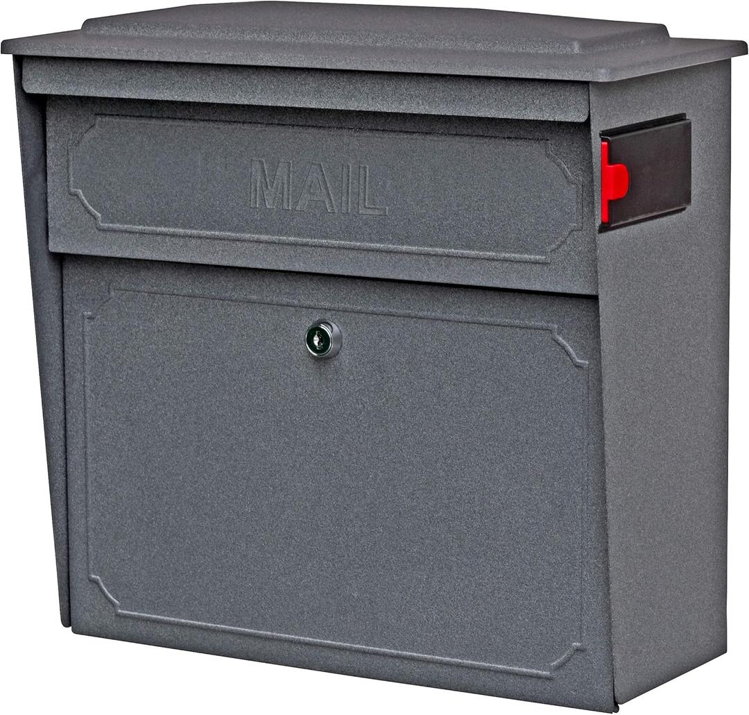 Mail Boss 7171 Townhouse, Granite Security Vertical Wall Mount Mailbox with Lock and Key for Home