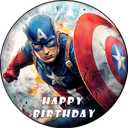 7.5x Inch Edible Cake Toppers Super Soldier America Themed Birthday Party Collection of Edible Cake Decorations