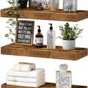 QEEIG Floating Shelves for Wall Bathroom Shelf Bedroom Kitchen Living Room Hanging Book Shelves Small Farmhouse Decor 16 inch Set of 3, Rustic Brown (015BN3)