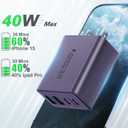 USB C Charger Block, 2-Pack 40W USB C Fast Charging Block 4-Port Dual PD+QC Power Adapter Double USBC Charger Block Multiport Type C Cube Wall Plug for iPhone 16 15 14 13 12 11 Pro Max, Samsung