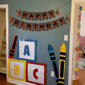 Motiskyy Cartoon Story Party Decoration Hanging Brown Dog Cutouts Cartoon Story Dog Theme Birthday Party Decorations Paper Hanging Animal Banner for Baby Shower School Classroom Supplies