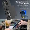 Wallet for iPhone 16 Pro Max Case with Card Holder Dual Layer Military Grade Protective Shockproof Hidden Card Slot Slim Fit Phone Cover - Black