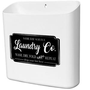 Nine Royal Lint Bin for Laundry Room - Modern Farmhouse Decor - Magnetic Container - Includes Wall or Magnetic Mount Accessories with Sign