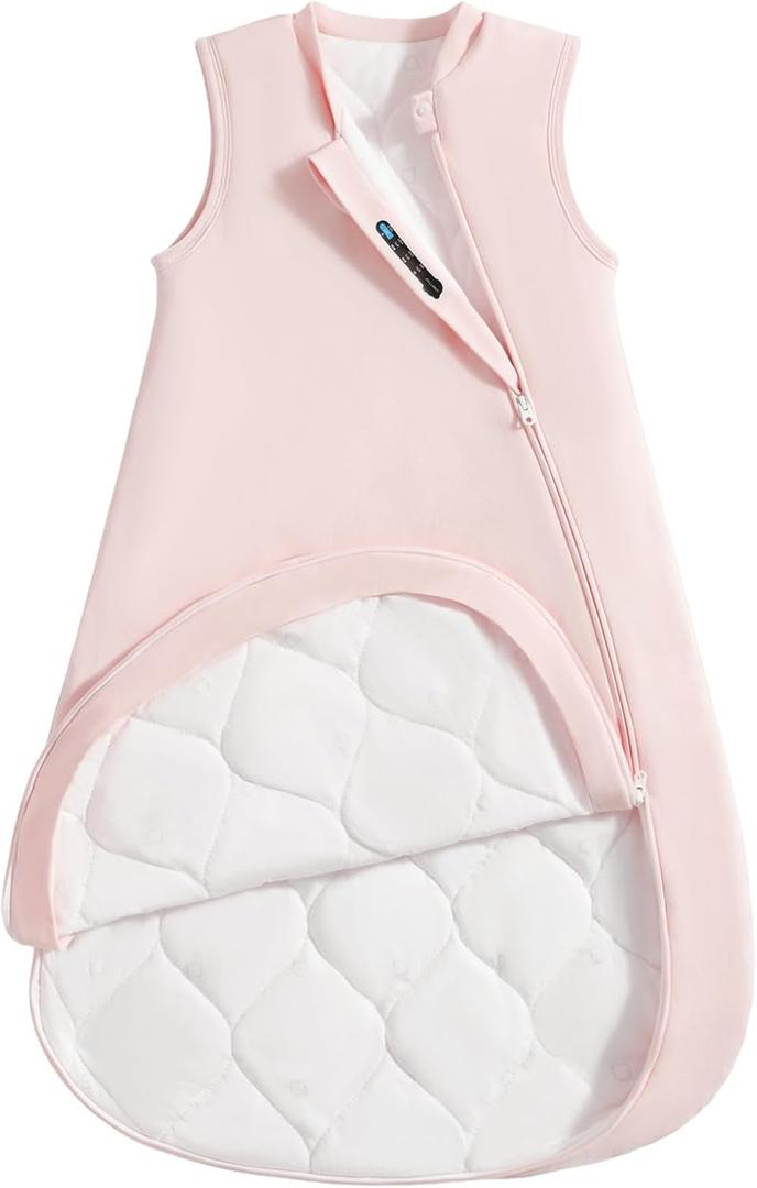 0.5Tog 1.0 Tog Baby Sleep Sack, Unisex Cotton Toddler Sleeping Sack for Babies, 2-Way Zipper Baby Wearable Blanket (3-6 Months, 2.5 Tog, Light Pink)